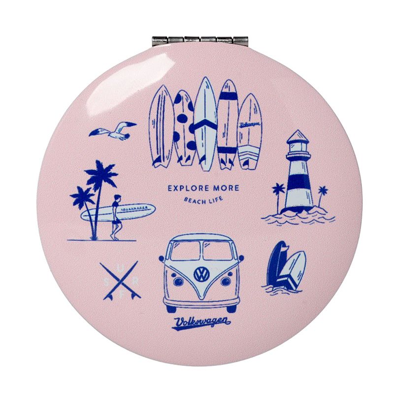 Volkswagen T1 Campervan Compact Mirror (Explore More Pink)
