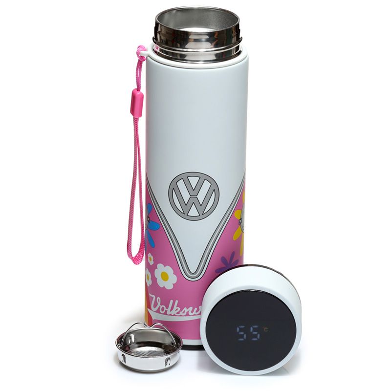 Volkswagen T1 Campervan Digital Thermometer Insulated Drinks Bottle (Summer Love)