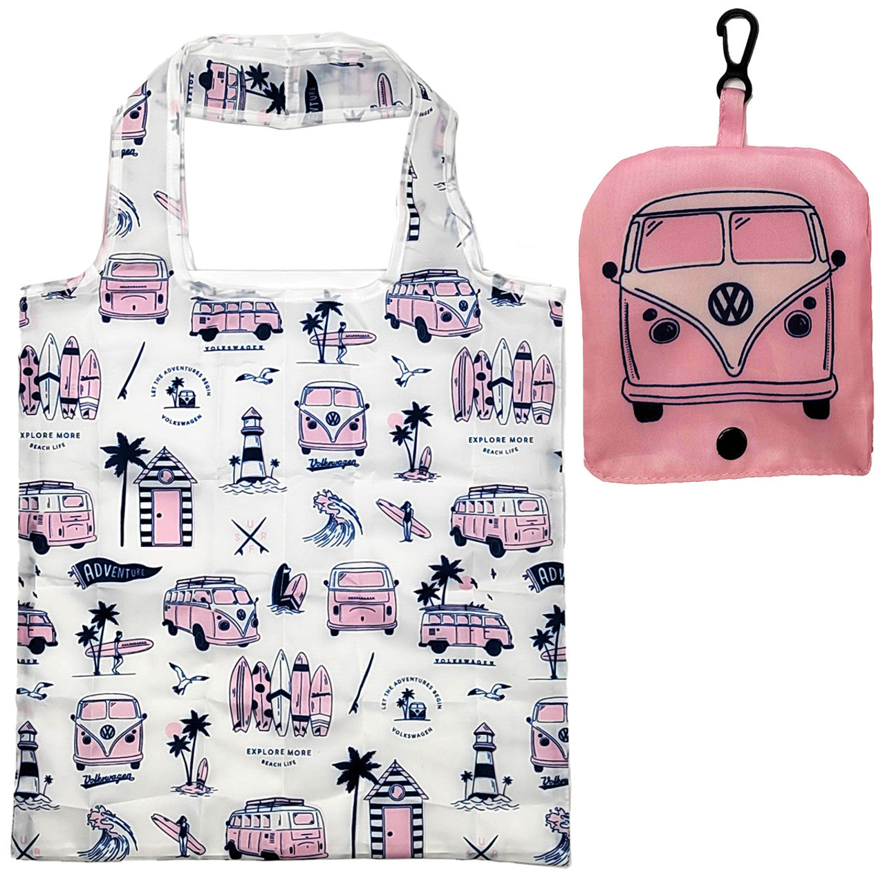 Volkswagen T1 Campervan Foldable Shopping Bag (Explore More Pink)