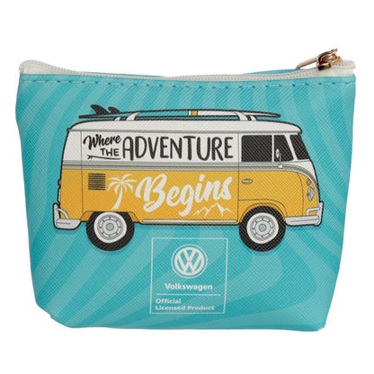 Volkswagen T1 Campervan Zipped PVC Coin Purse (Surf)