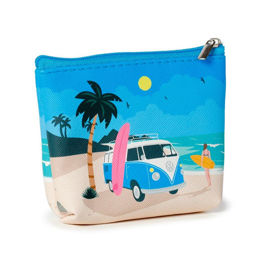 Volkswagen T1 Campervan Zipped PVC Coin Purse (Waves Are Calling)