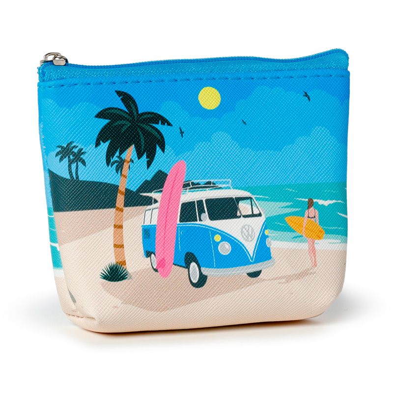 Volkswagen T1 Campervan Zipped PVC Coin Purse (Waves Are Calling)